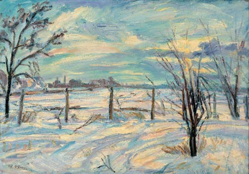 Landscape in lights fields in the winter